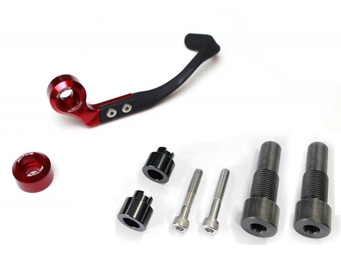 ブレーキレバーガード&バーエンド フルセット レッド（ヤマハボルトM16 サイズ） ACTIVE（アクティブ）