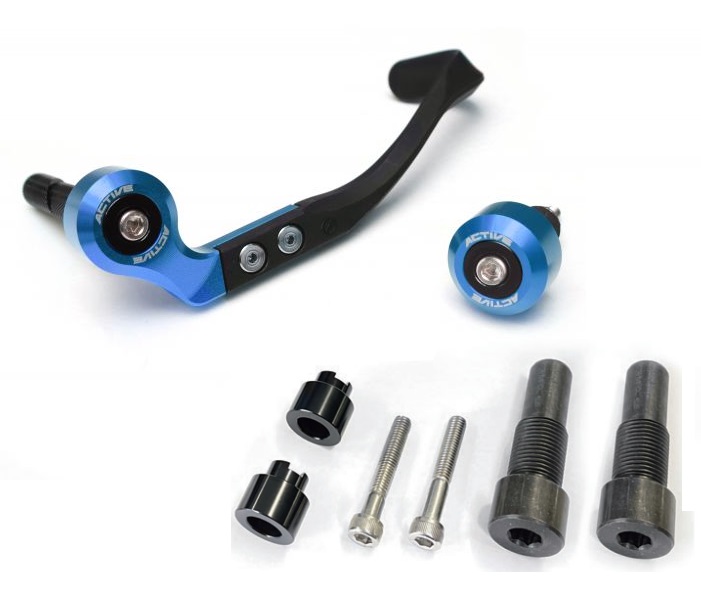 ブレーキレバーガード&バーエンド フルセット ブルー（ヤマハボルトM16 サイズ） ACTIVE（アクティブ）