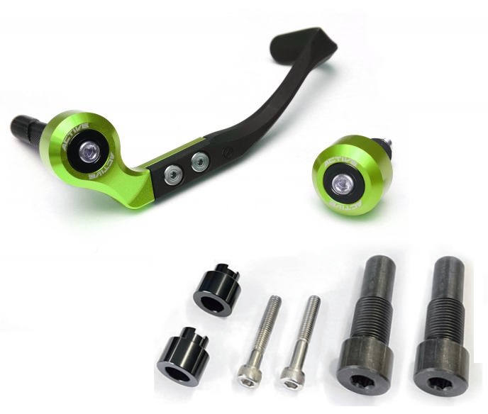 ブレーキレバーガード&バーエンド フルセット グリーン（ヤマハボルトM16 サイズ） ACTIVE（アクティブ）