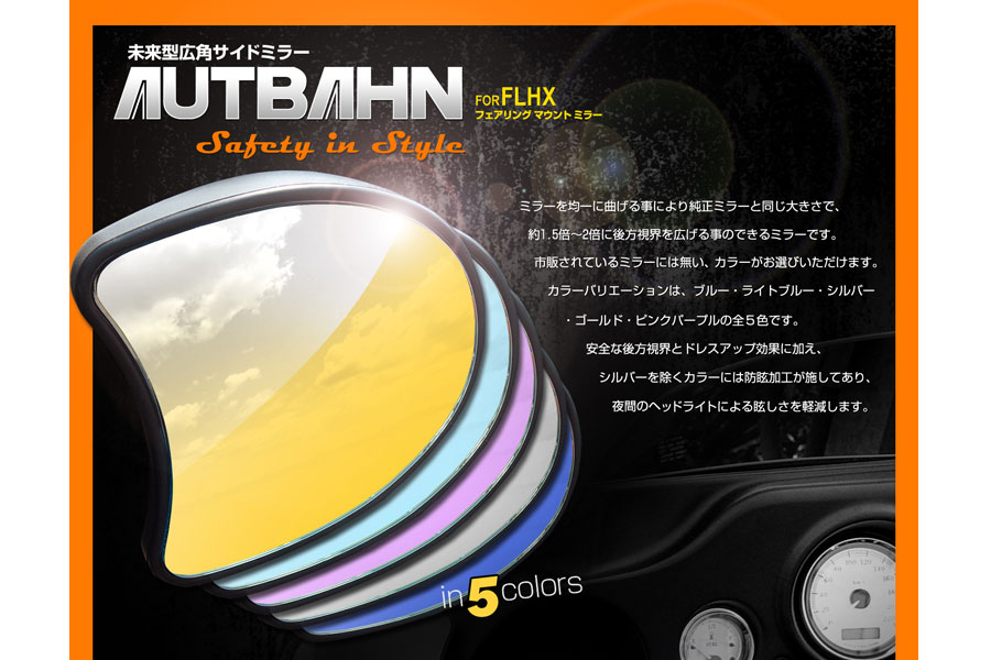 フェアリングマウントミラー 1000R ライトブルー AUTBAHN（アウトバーン）