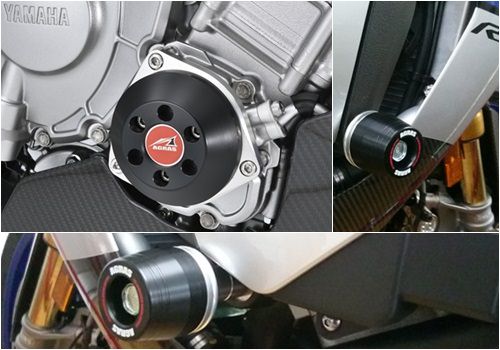 レーシングスライダー（フレーム/クランク） ロゴ無 ジュラコン(R)/ホワイト AGRAS（アグラス） YZF-R1/M（15年）