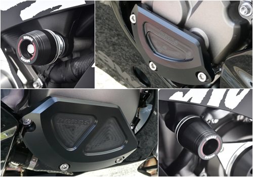 レーシングスライダー（フレーム左右/ジェネレーターB右/スターターB左）ロゴ無 ジュラコン(R)/ホワイト AGRAS（アグラス） ZX-10R（16年/19年）