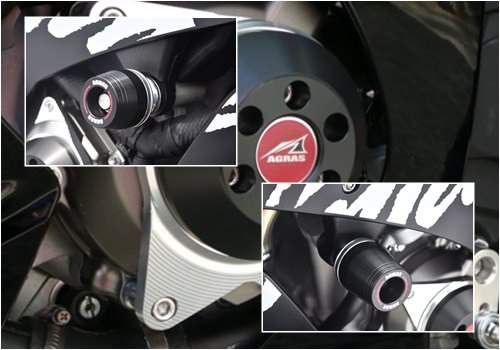 レーシングスライダー（フレーム左右/スターターC左）ロゴ有 ジュラコン(R)/ホワイト AGRAS（アグラス） ZX-10R（16年/19年）