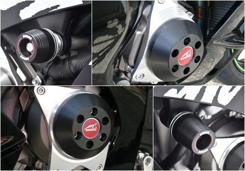 レーシングスライダー（フレーム左右/ジェネレーターC右/スターターC左）ロゴ有 ジュラコン(R)/ホワイト AGRAS（アグラス） ZX-10R（16年/19年）