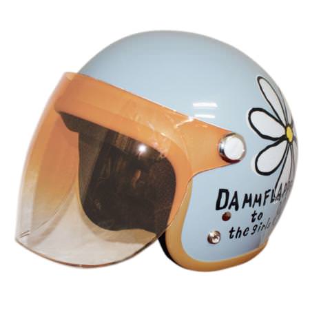 DAMM TRAX（ダムトラックス） フラワージェット AIRY ブルー レディースフリーサイズ（57〜58cm）ジェットヘルメット