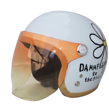 DAMM TRAX（ダムトラックス） フラワージェット パールホワイト レディースフリーサイズ（57〜58cm）ジェットヘルメット