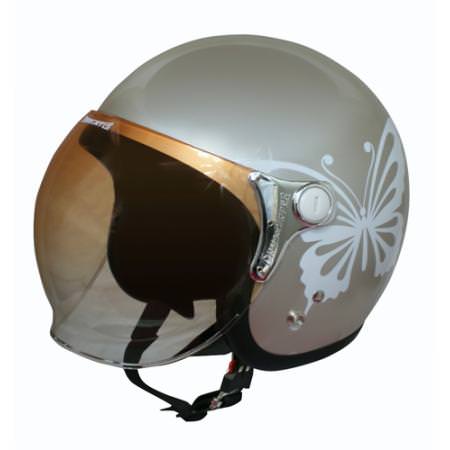 DAMM TRAX（ダムトラックス） NEW チアーバタフライ グレイ/ベージュ レディースフリーサイズ（57〜58cm）ジェットヘルメット