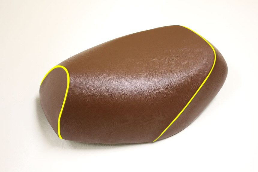 被せタイプ 国産シートカバー 茶/黄色パイピング GRONDEMENT（グロンドマン） アドレスV125S（ADDRESS）CF4MA