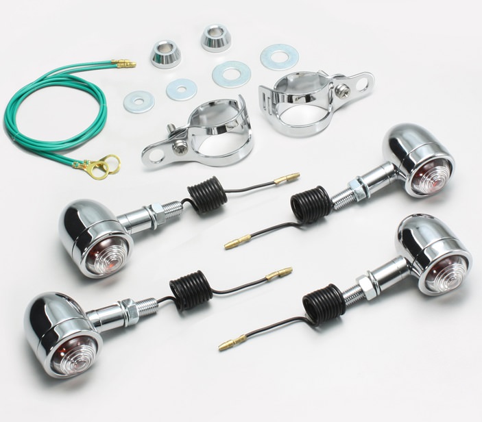 フォークマウント ミニブレットウインカーキット Φ37mm クリアレンズ HURRICANE（ハリケーン） エリミネーター250V（ELIMINATOR）