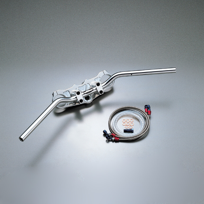 バーハンドルキット（ジュラルミンコンチ3型ハンドル）ブレーキホース オリジナル フルステンレス製 HURRICANE（ハリケーン） ZX-12R（〜01年 A1、A2、A2A）