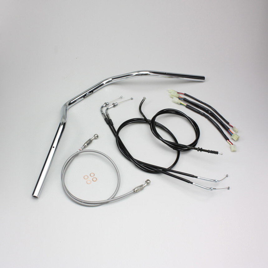 バーハンドルキット（Z2タイプハンドル）ブレーキホース オリジナル フルステンレス製 HURRICANE（ハリケーン） W800