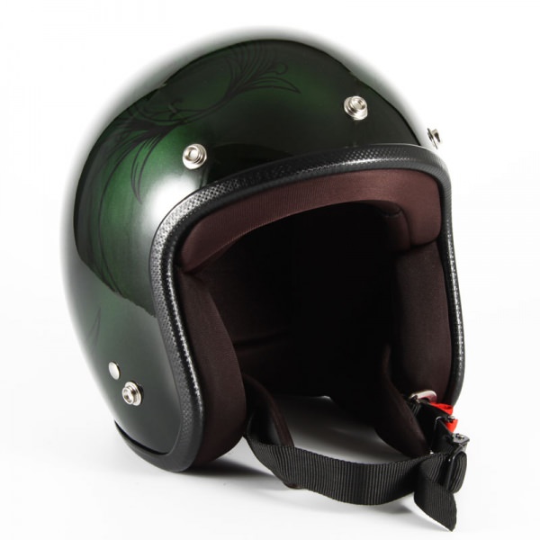 JCP-57 Leaf レディース グリーン/ブラック グロス仕上げ ジェットヘルメット 72JAM（ジャムテックジャパン）