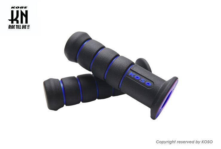 KOSO オーロラデュアルカラーグリップ ブラック/ブルー 120mm（22.2mmハンドルバー用） KN企画