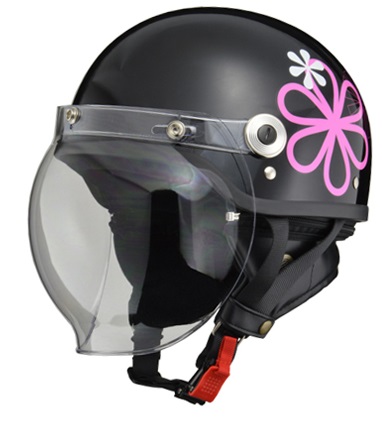 CROSS CR-760 ハーフヘルメット ブラックフラワー フリー（57〜60cm未満） リード工業