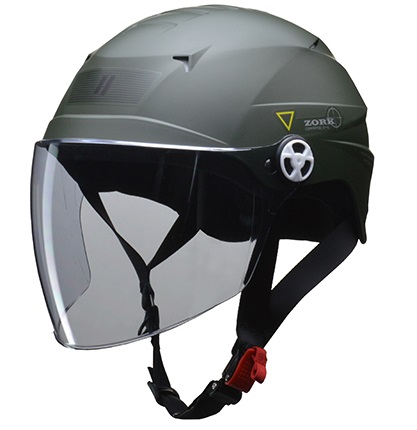 ZORK 開閉シールド付きハーフヘルメット マットグリーン 大きめフリー（60〜62cm） リード工業