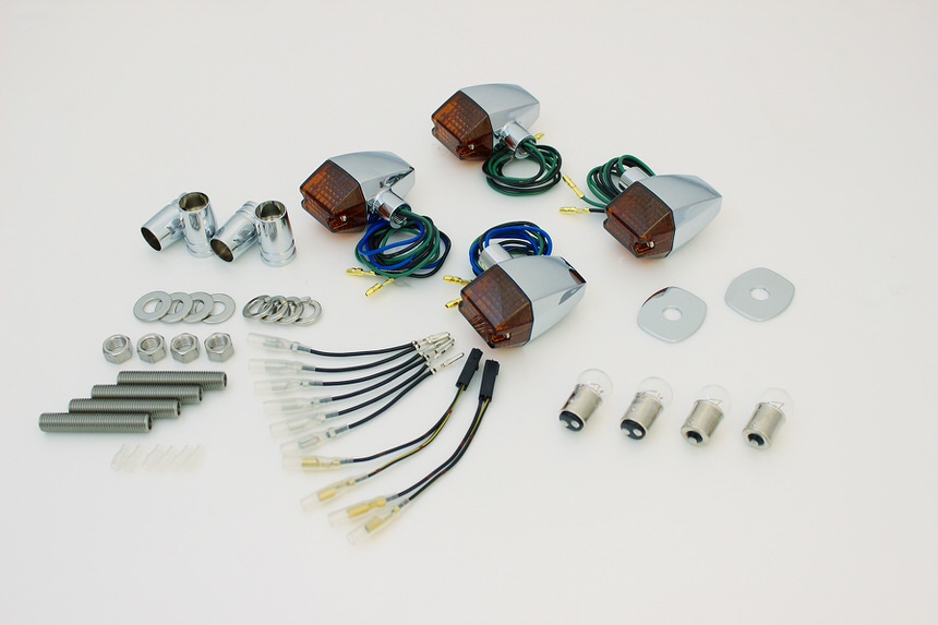 クラシカルスリム&シャープタイプウインカーセット メッキボディー/オレンジレンズ POSH（ポッシュ） ZRX400II（01〜03年）