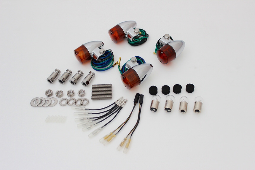 砲弾タイプウインカーセット メッキボディー/オレンジレンズ POSH（ポッシュ） ZRX400II（01〜03年）