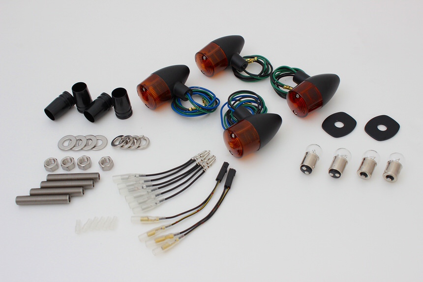 クラシカル砲弾タイプウインカーセット ブラックボディー/オレンジレンズ POSH（ポッシュ） ZRX400II（01〜03年）