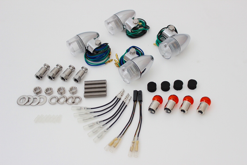 砲弾タイプウインカーセット メッキボディー/クリアーレンズ POSH（ポッシュ） ZRX400II（01〜03年）