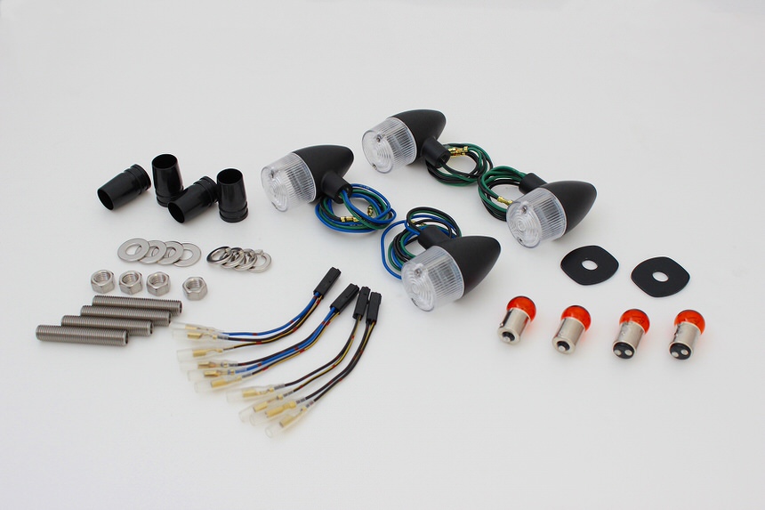 クラシカル砲弾タイプウインカーセット ブラックボディー/クリアーレンズ POSH（ポッシュ） ZRX400II（04年〜）