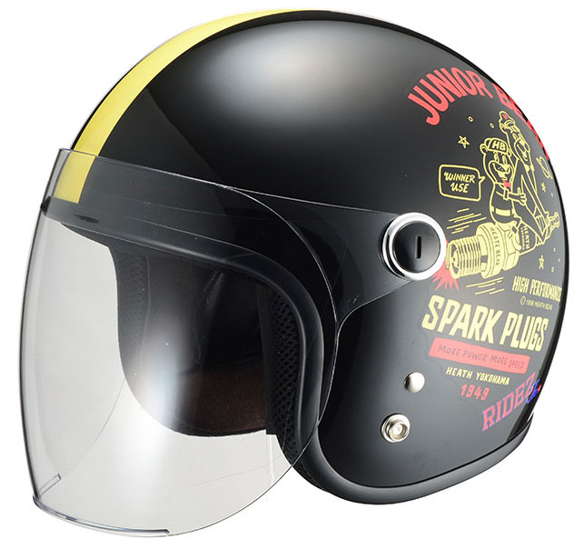キッズヘルメット Jr SPARK PLUGS ブラック/アイボリー 53-54cm RIDEZ（ライズ）