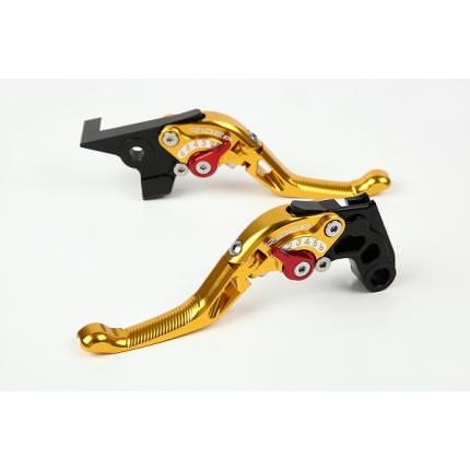 可倒式アジャストショートレバー ブレーキレバー左右セット ゴールド RIDEA（リデア） マグザム（MAXAM）10〜12年
