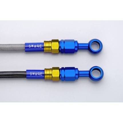 クラッチホースキット クリアホース ゴールド/ブルー アルミ スウェッジライン（SWAGE-LINE） KAWASAKI ZX-14R 12年 ※ABS不可