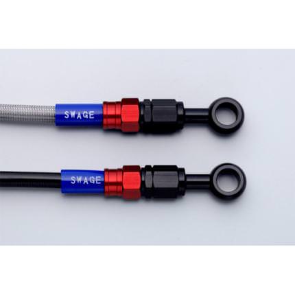 クラッチホースキット スモークホース レッド/ブラック アルミ スウェッジライン（SWAGE-LINE） KAWASAKI ZX-14R 12年 ABS車両