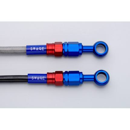 クラッチホースキット スモークホース レッド/ブルー アルミ スウェッジライン（SWAGE-LINE） KAWASAKI ZX-14R 12年 ※ABS不可