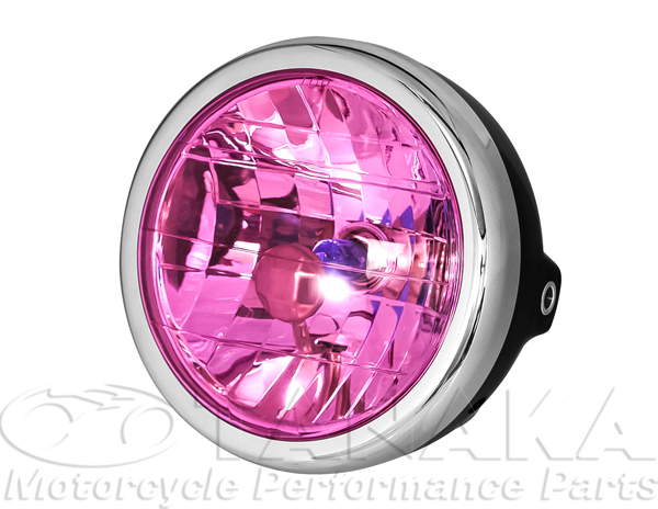 汎用 マルチリフレクターヘッドライト ブラック/ピンク 田中商会