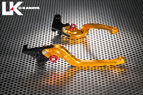 可倒式Rタイプ アルミビレットレバーセット（ゴールド） U-KANAYA BUELL LIGHTNING S1（ライトニング）97〜98年