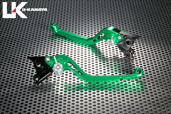 スタンダードタイプ ロングアルミビレットレバーセット（グリーン） U-KANAYA DUCATI SS1000（98〜06年）