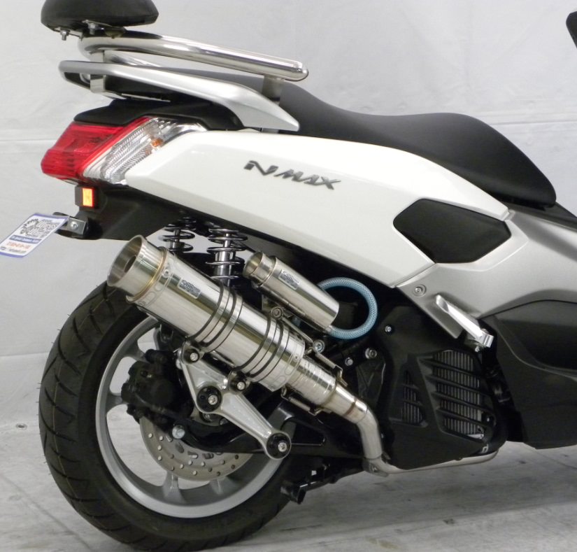 アニバーサリーマフラー バズーカータイプ ステンレス ビレットステー/シルバー ボルトキャップ/レッド ウイルズウィン（WirusWin） NMAX（2BJ-SED6J・EBJ-SE86J）