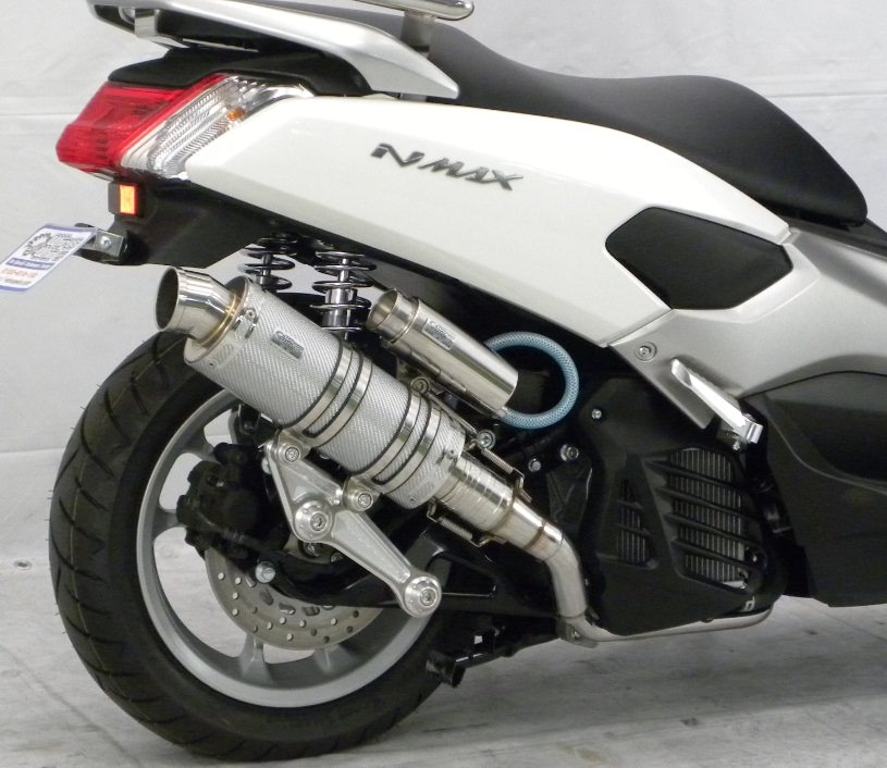 アニバーサリーマフラー スポーツタイプ ホワイトカーボン ビレットステー/ブラック ボルトキャップ/ゴールド ウイルズウィン（WirusWin） NMAX（2BJ-SED6J・EBJ-SE86J）