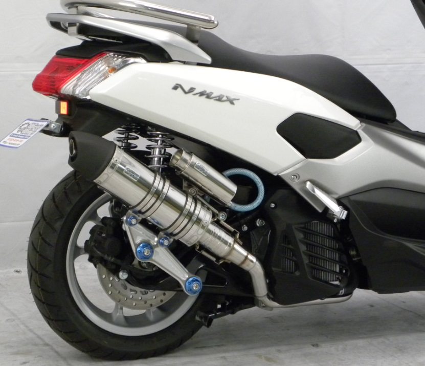 アニバーサリーマフラー ユーロタイプ ステンレス ビレットステー/シルバー ボルトキャップ/ブルー ウイルズウィン（WirusWin） NMAX（エヌマックス）2BJ-SED6J・EBJ-SE86J