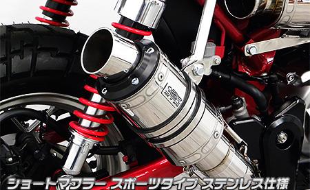 ショートマフラー スポーツタイプ ステンレス仕様 ウイルズウィン（WirusWin） モンキー125（2BJ-JB02）